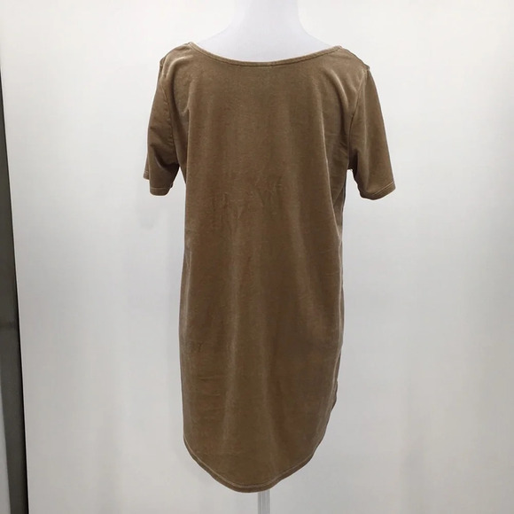 Agnes & Dora Tan Velvet Velour Everyday Tee Womens Large Deep Pearl Short Sleeve - Picture 3 of 8
